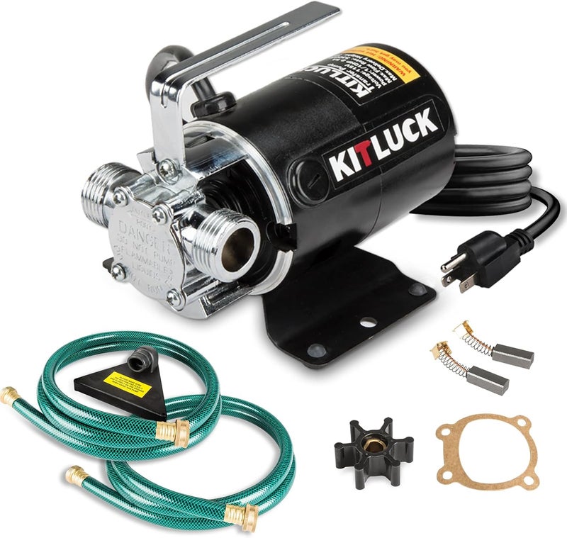 KITLUCK Water Transfer Pump, 115V 1/10HP 330GPH Utility Water Pump Electric With 2 * 6ft Suction Hose, Portable Small Water Pump For Pool Draining, Removing Water From Rain Barrel, Aquariums, etc. - Image 1